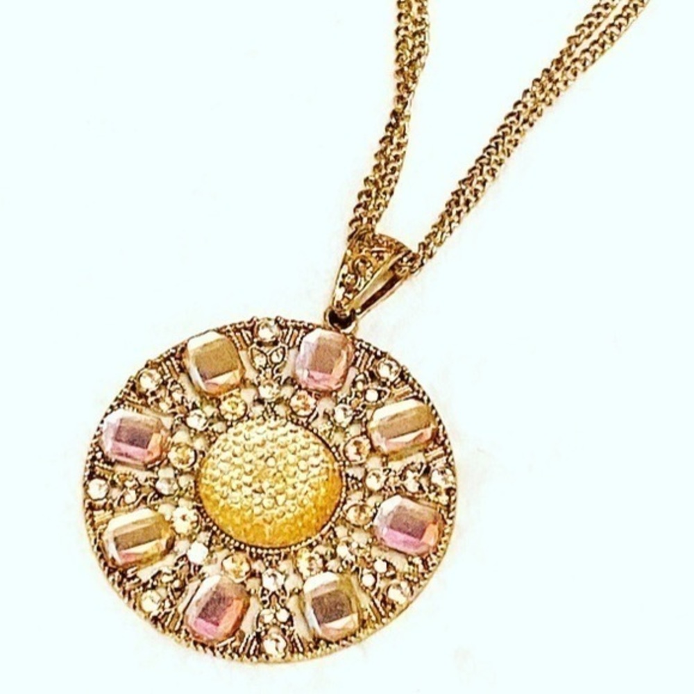 Vintage blush/gold pendant necklace - Picture 1 of 3